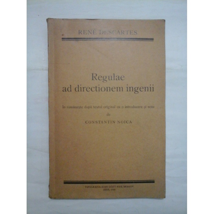 REGULAE AD DIRECTIONEM INGENII  -  RENE DESCARTES